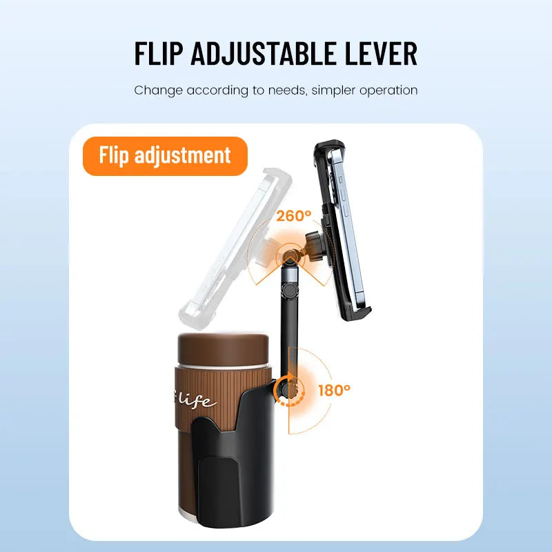 Adjustable Arm Car Cup Tablet Holder – 360° Mount for 5.5"–7.9" Devices