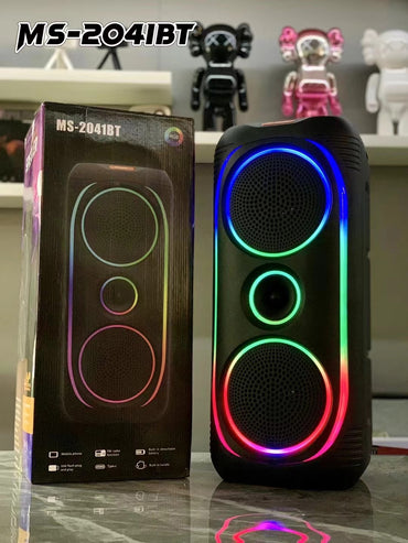 Shiou MS-2041BT Twin 8-Inch Portable Bluetooth Speaker – RGB Light, TWS, FM, USB, BT 5.3