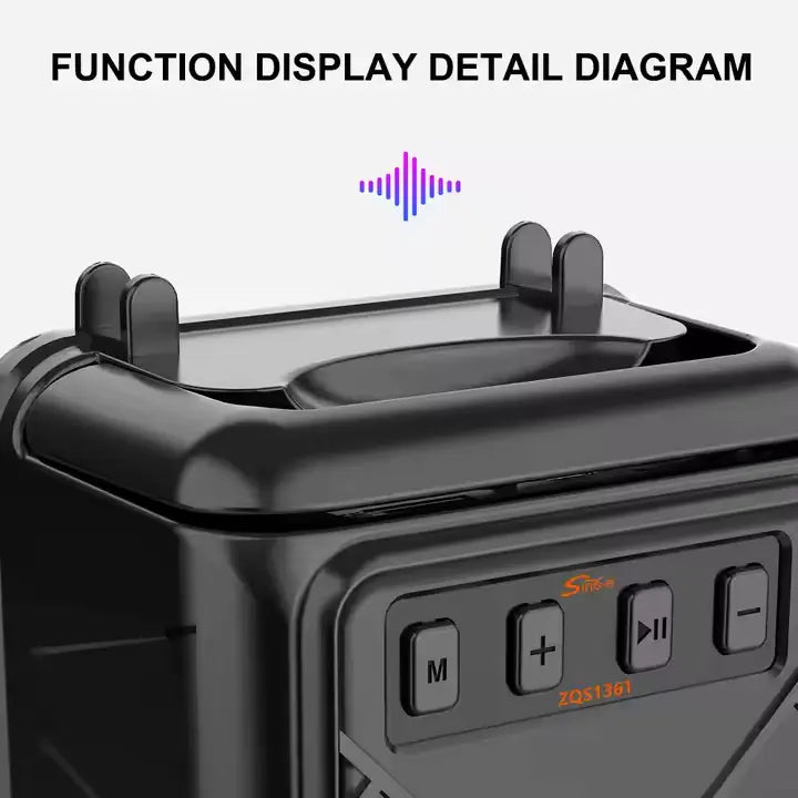 Portable Bluetooth Karaoke Speaker ZQS1361  - Subwoofer, Radio Function, Home Audio for Mobile Phones - Saif Al Najmi Kw