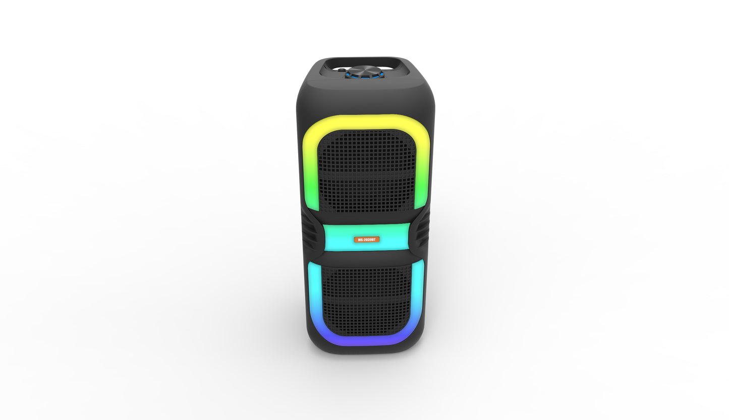 Lixin MS-2039BT Dual 8” Portable Wireless Speaker with Dazzling RGB Lights