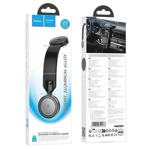 HOCO HW29 Totem Ring Magnetic Wireless Car Charger – Fast Charging Console Mount - Saif Al Najmi Kw