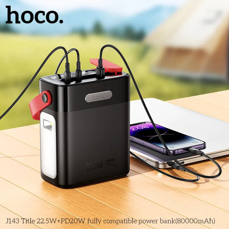 HOCO J143 80000mAh Power Station – 22.5W Fast Charging Power Bank with Desk Lamp & Display - Saif Al Najmi Kw