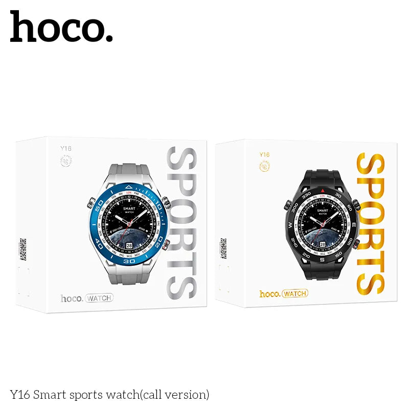 Hoco Y16 Smart Watch 1.39 Inch TFT Touch Screen, Heart Rate, Blood Oxygen, Sleep Monitoring, Bluetooth 5.1 Call - Saif Al Najmi Kw