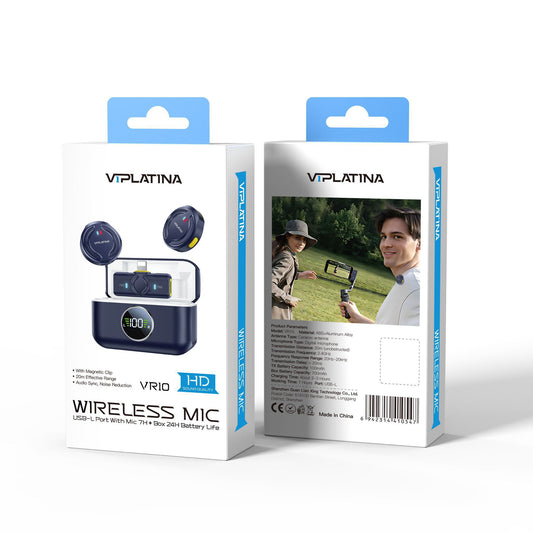 VIPLATINA VR10 Wireless Microphone – Lightning(iphone), 20m Range, 24H Battery