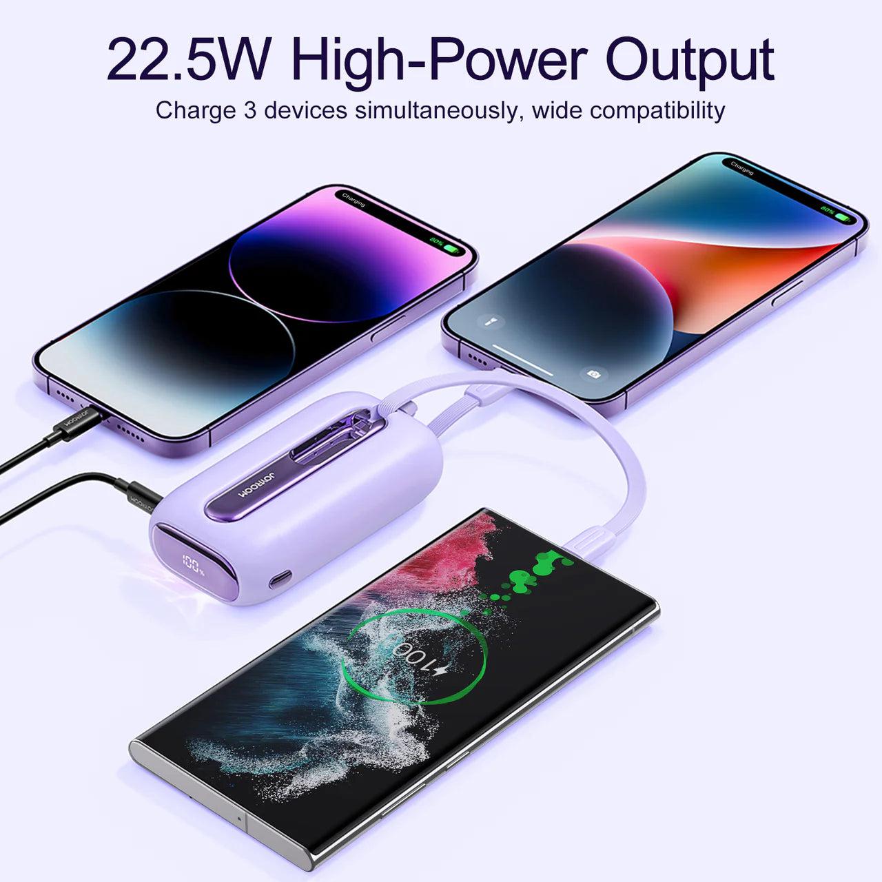 Joyroom JR-L012 10000mAh Mini Power Bank with Dual Cables – 22.5W Fast Charging