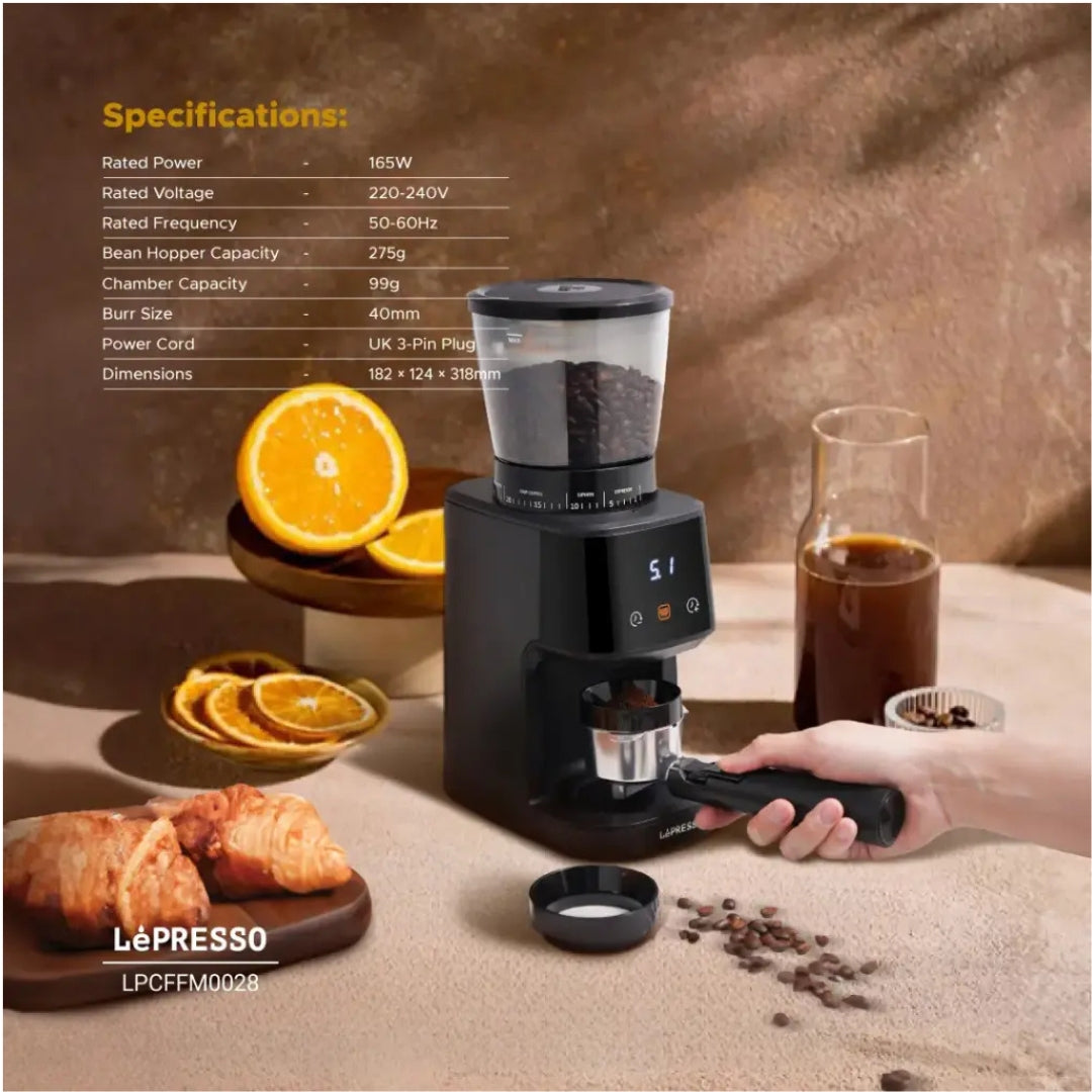 LePresso Conical Burr Coffee Grinder with 31 Grind Settings – Black