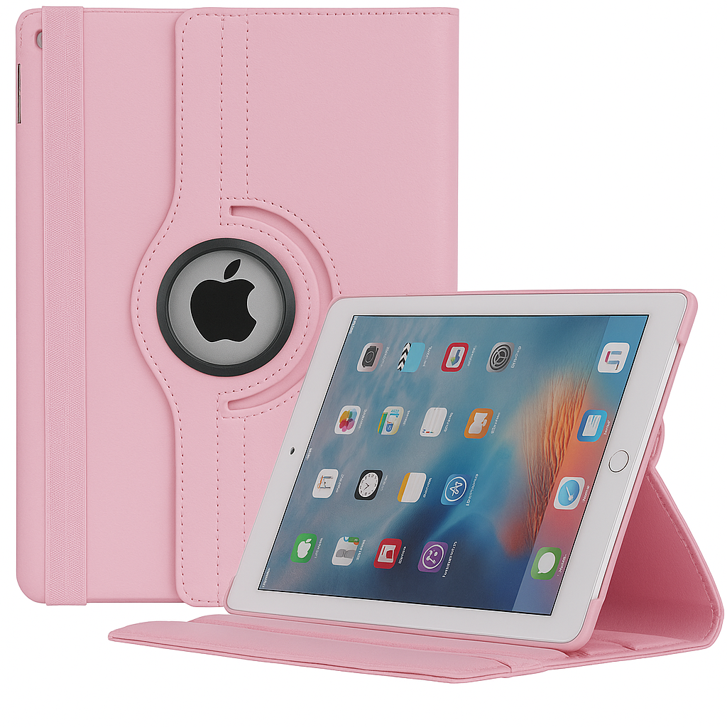 Apple iPad Rotating Book Cover Case – 360° Multi-Angle Stand (Multiple Models & Colors)