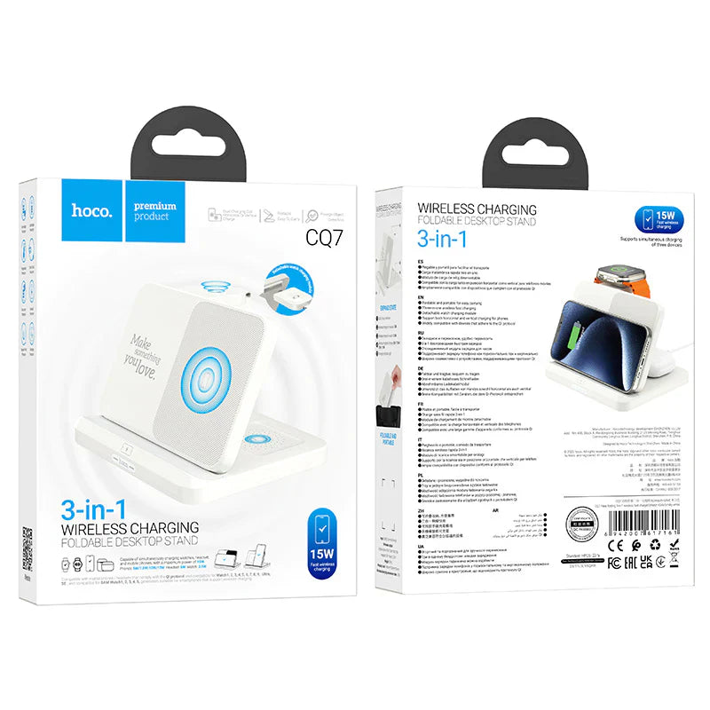 Hoco CQ7 wireless charging desktop stand 15W output,charging for phone, headset and smartwatch