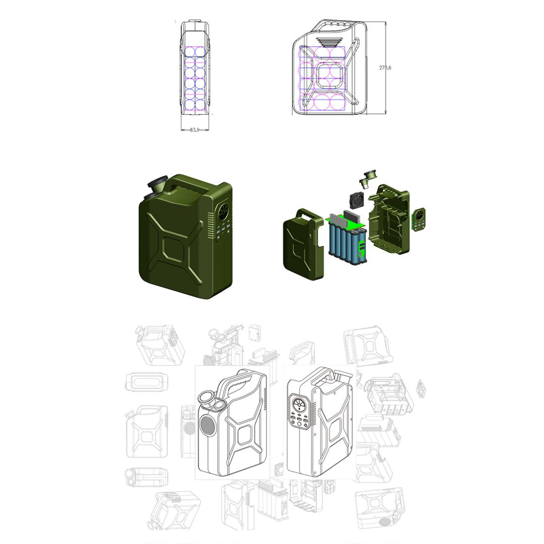 Powerology ARMES 150000mAh 500Wh Portable Power Station with 500W AC Output & 60W PD (Desert Tan & Green)