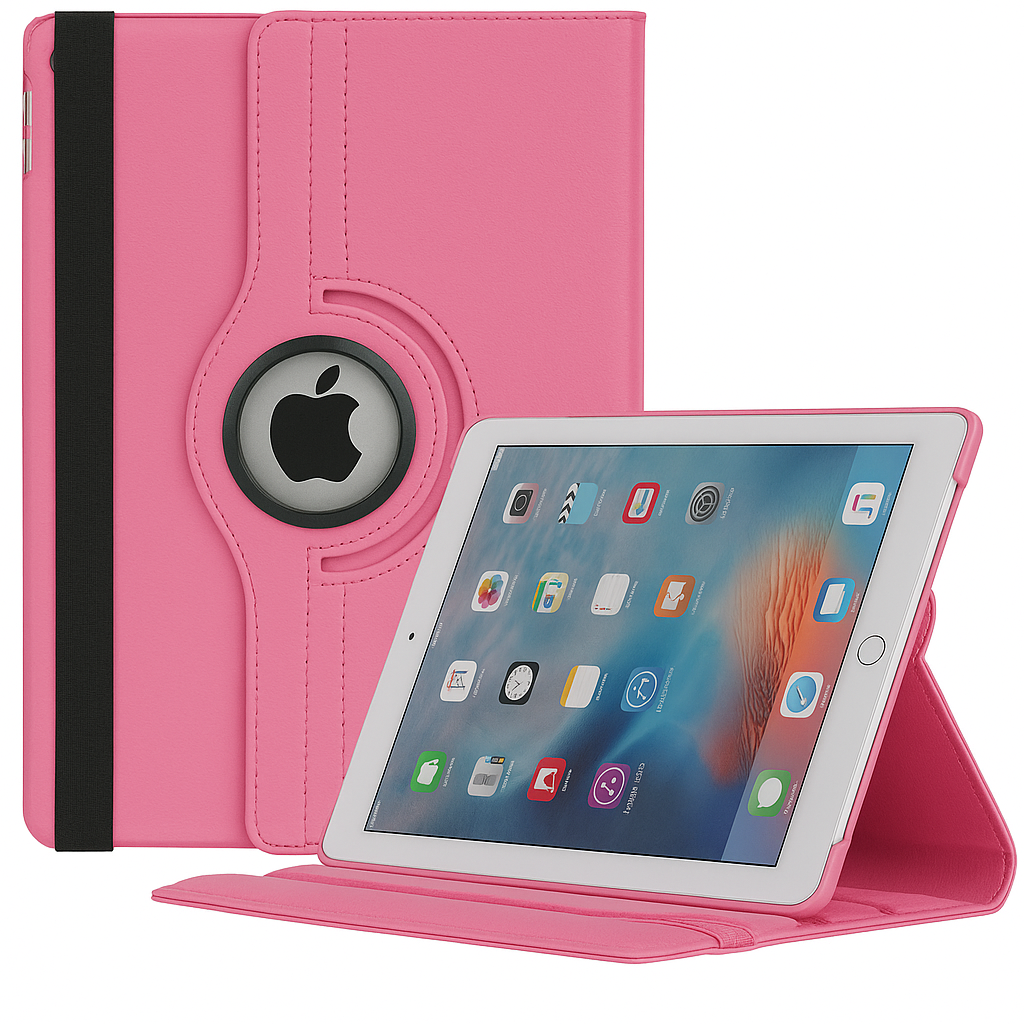 Apple iPad Rotating Book Cover Case – 360° Multi-Angle Stand (Multiple Models & Colors)