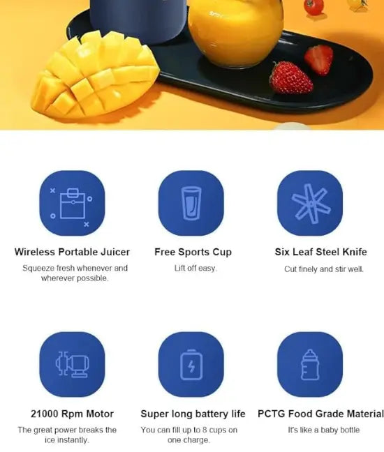 Portable Electric Juicer Blender - USB Rechargeable Mini Juicer Cup for Fruit & Vegetables (Pink) - Saif Al Najmi Kw