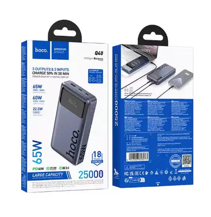 HOCO Q40 Leader PD 65W Power Bank with Digital Display - 25000mAh Capacity - Saif Al Najmi Kw