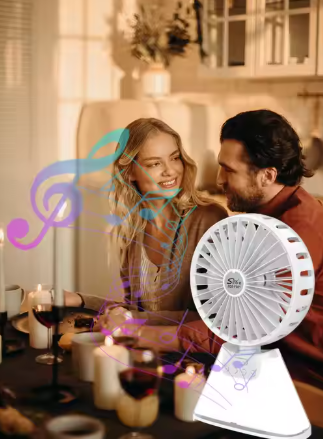 ZQS-F801 Rechargeable Table Fan with Bluetooth Speaker & Emergency Lamp