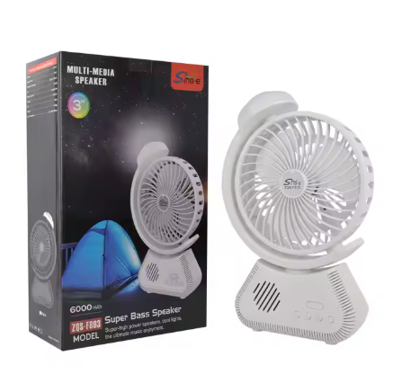 Sing-e ZQS F803 Mini Desktop Fan with Bluetooth Speaker – USB Rechargeable