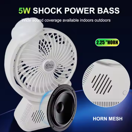 Sing-e ZQS F803 Mini Desktop Fan with Bluetooth Speaker – USB Rechargeable