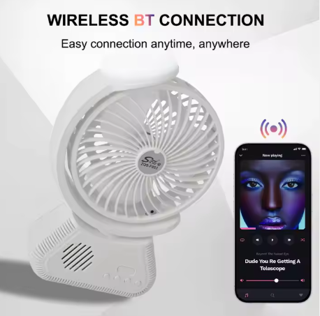 Sing-e ZQS F803 Mini Desktop Fan with Bluetooth Speaker – USB Rechargeable