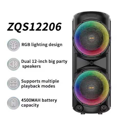 SING E ZQS-12206 Tower Party Speaker – 40W Dual Bass, RGB Lighting