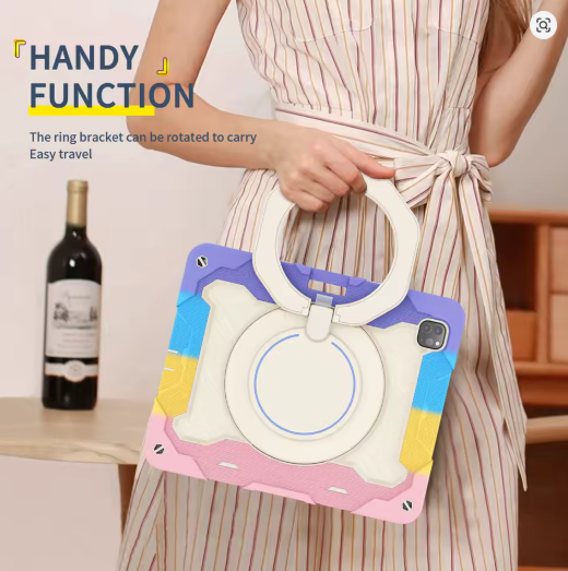 Heavy-Duty Shockproof ipad Case with 360° Rotating Kickstand & Hand Strap –Samsung Models