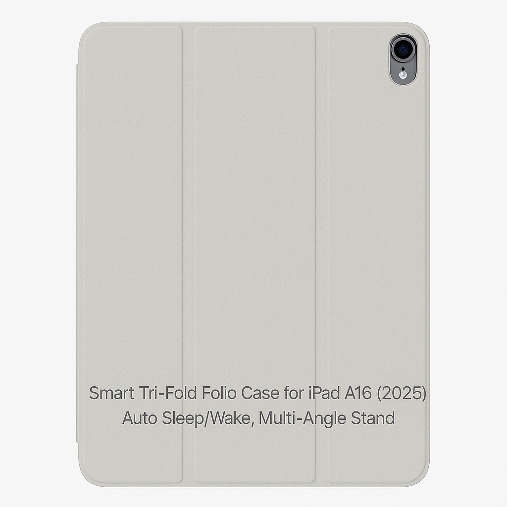 Smart Tri-Fold Folio Case for iPad 10 A16 (2025) – Auto Sleep/Wake, Multi-Angle Stand with pen slot