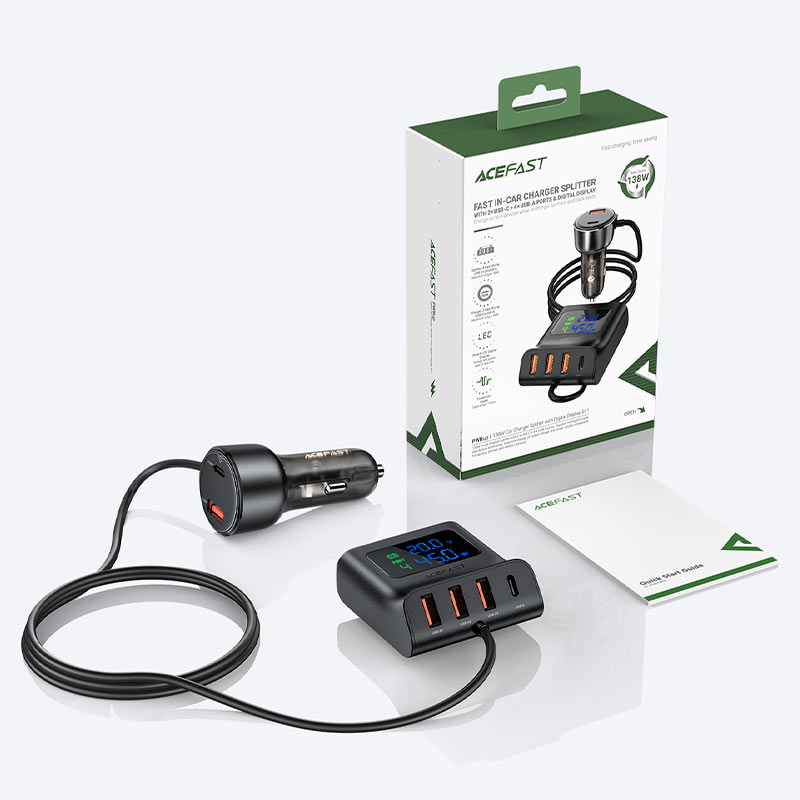 Acefast Fast Charge Car HUB Charger B11 (1xUSB-C+3xUSB-A) 138W - Saif Al Najmi Kw
