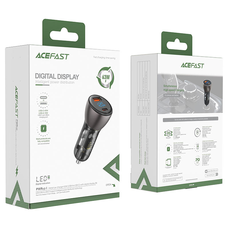 Acefast B6 63W Car Charger – Dual Port Fast Charging Adapter
