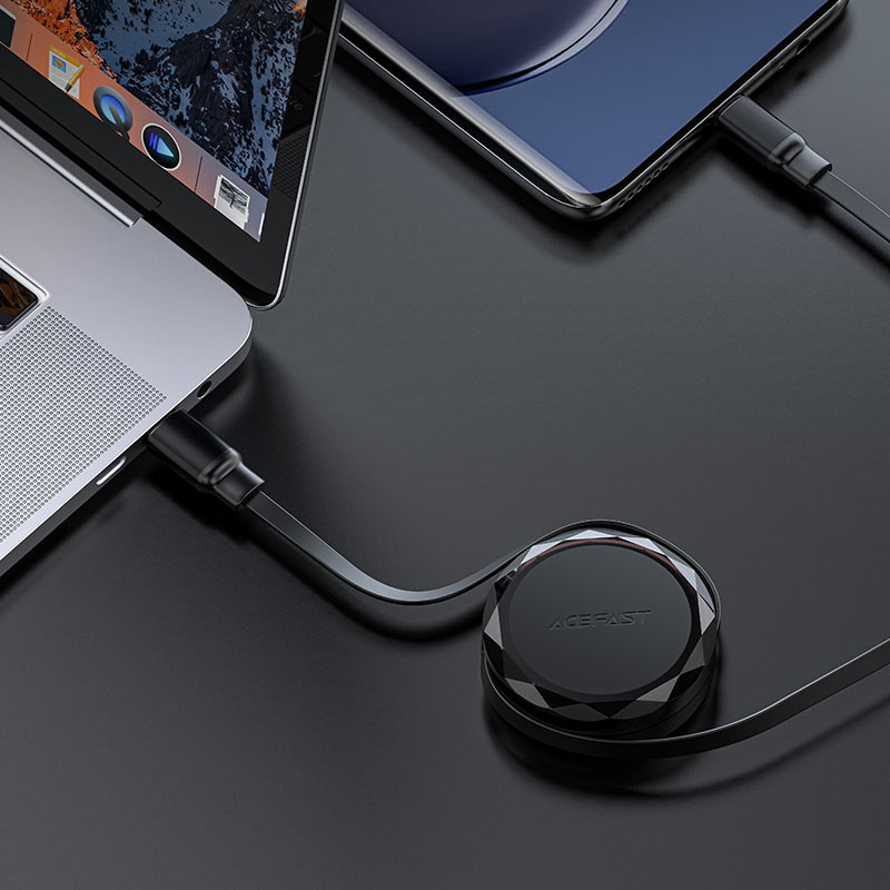 Acefast C13-03 Retractable USB-C Cable – 60W PD Fast Charge | 0.8m