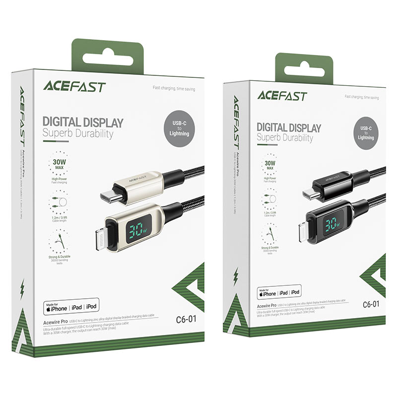 Acefast C6-01 USB-C to Lightning Cable – Fast Charging & Data