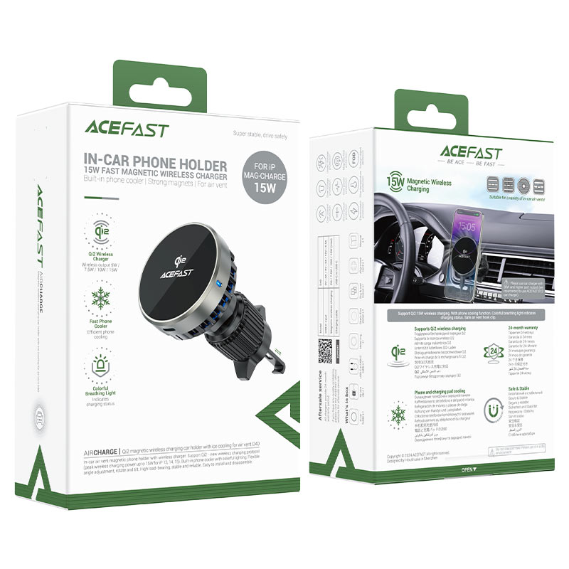 Acefast D40 Magnetic Car Holder – Fast Qi2 Wireless Charger - Saif Al Najmi KwCar ChargersACEFASTSaif Al Najmi KwAcefast D40 Magnetic Car Holder – Fast Qi2 Wireless Charger