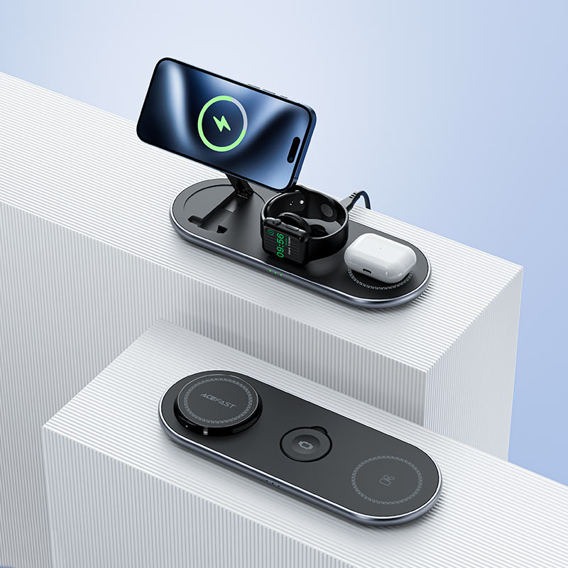 Acefast E19 Qi2 3-in-1 Wireless Charger Desktop Holder – MagSafe & Foldable