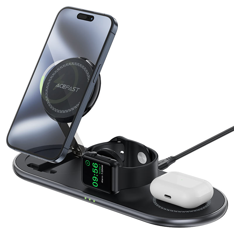 Acefast E19 Qi2 3-in-1 Wireless Charger Desktop Holder – MagSafe & Foldable