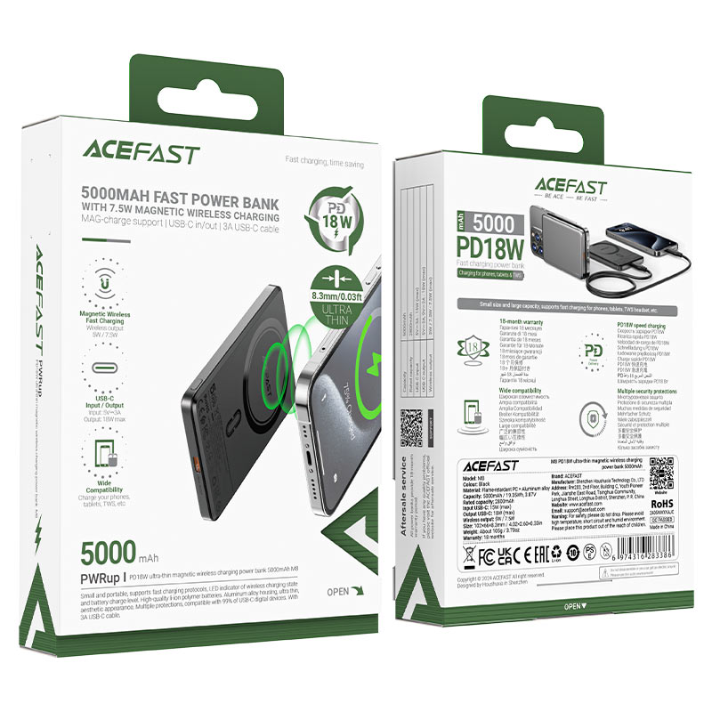 Acefast M8 Magnetic Wireless Power Bank – 5000mAh PD18W