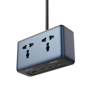 LDNIO 45W GaN Power Strip – 2 Outlets + 3 USB Ports