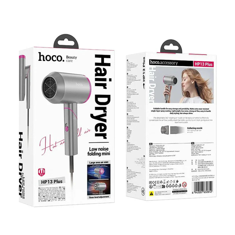 HOCO HP13 PLUS Foldable Hair Dryer – Hot & Cold Air with Compact Travel Design - Saif Al Najmi Kw