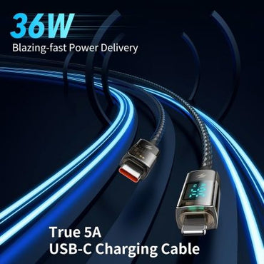 Mcdodo CA-3601 USB-C to Lightning 1.8m 36W Digital Display PD Cable - Black - Saif Al Najmi Kw