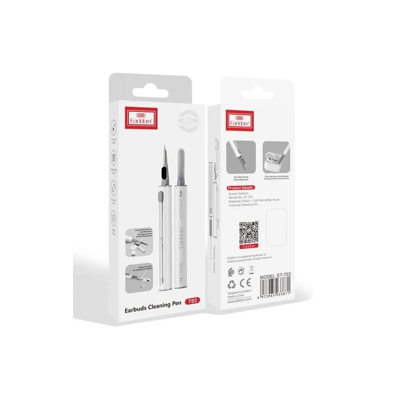 Earldom ET-T03 Earbuds Cleaning Pen – Multi-Tool for AirPods (White)