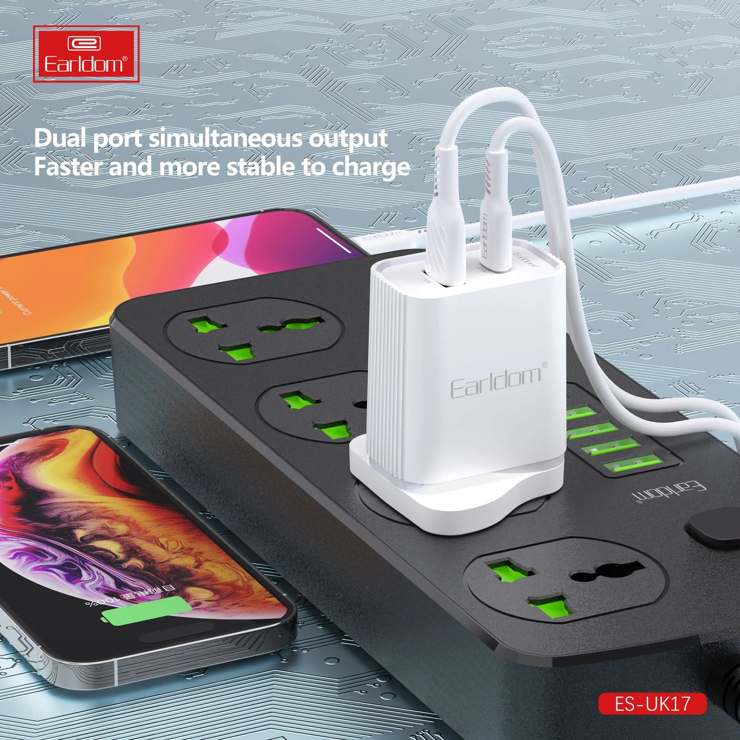 Earldom UK17 20W PD + 18W QC3.0 USB Wall Charger (UK Plug) - Saif Al Najmi KwChargersEarldomSaif Al Najmi KwEarldom UK17 20W PD + 18W QC3.0 USB Wall Charger (UK Plug) - Saif Al Najmi Kw
