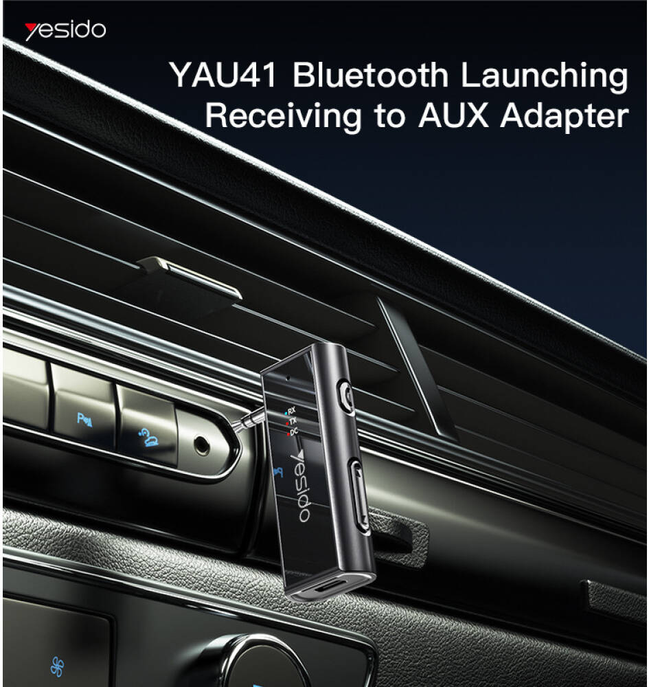 Yesido YAU41 Bluetooth 5.1 Transmitter & Receiver Adapter – AUX + Type-C (Black)