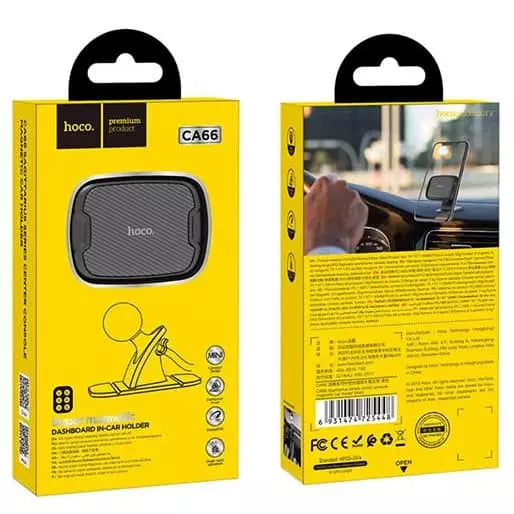 Packaging of the Hoco CA66 Magnetic Dashboard Phone Mount showing the product box with branding and product details.