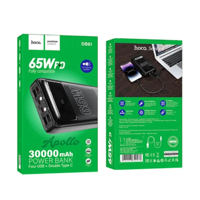 Hoco DB81 30000mAh Power Bank – 65W PD Fast Charging
