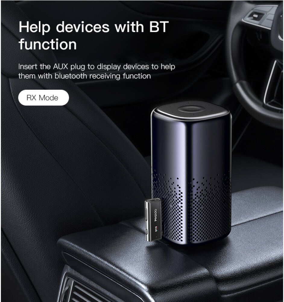 Yesido YAU41 Bluetooth 5.1 Transmitter & Receiver Adapter – AUX + Type-C (Black)