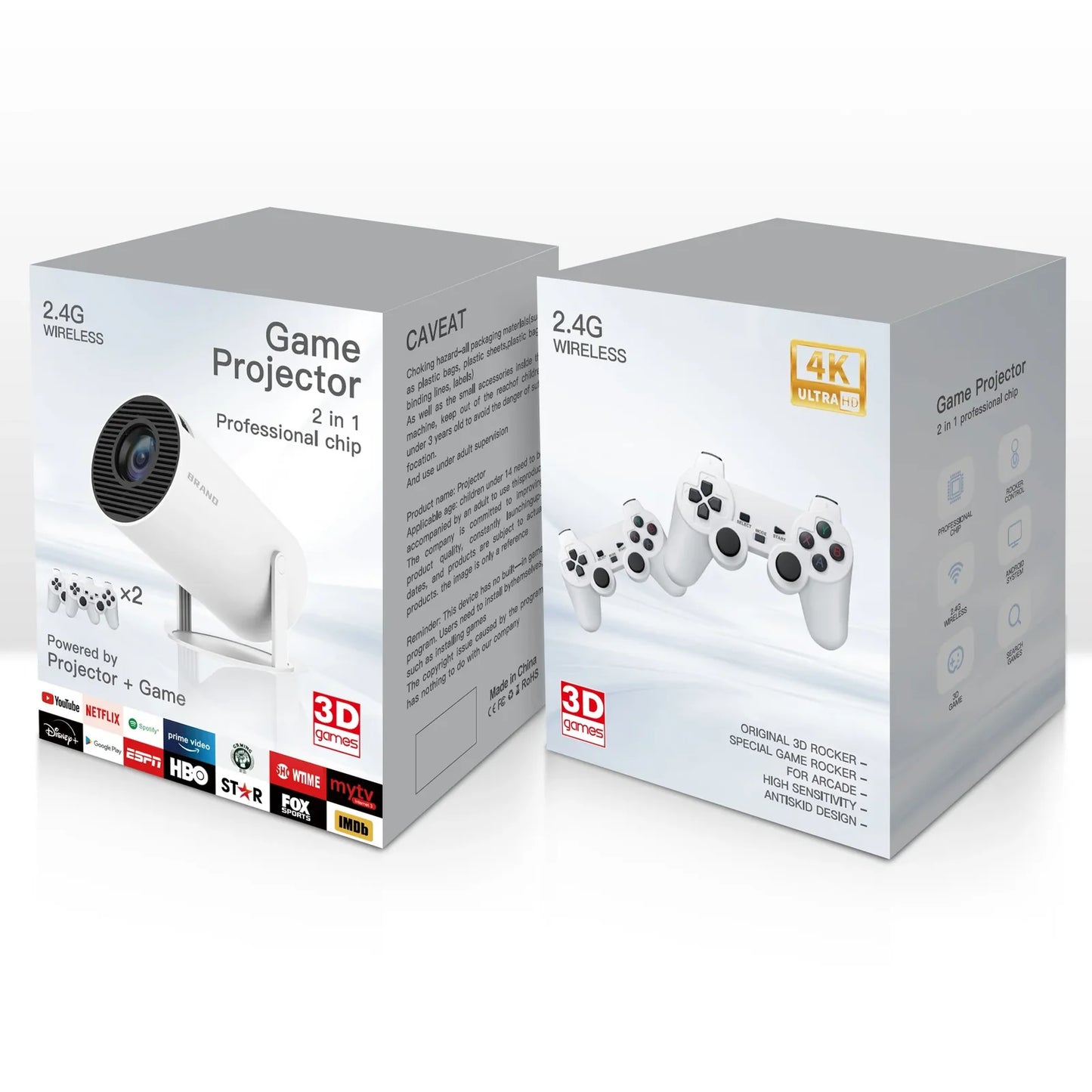 Mini Game Projector M300 – 4K/HD/3D Android Projector with WiFi 6 & Bluetooth 5.4