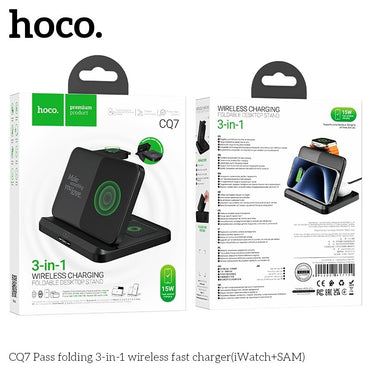 Hoco CQ7 wireless charging desktop stand 15W output,charging for phone, headset and smartwatch