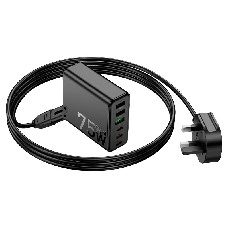 Hoco C133B Earl Charging Station (75W PD45W + QC3.0 UK) - Saif Al Najmi Kw