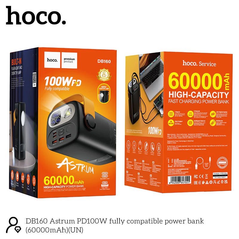 HOCO DB160 Astrum 60000mAh Power Bank PD100W Black - Saif Al Najmi KwPower BanksHocoSaif Al Najmi KwHOCO DB160 Astrum 60000mAh Power Bank PD100W Black