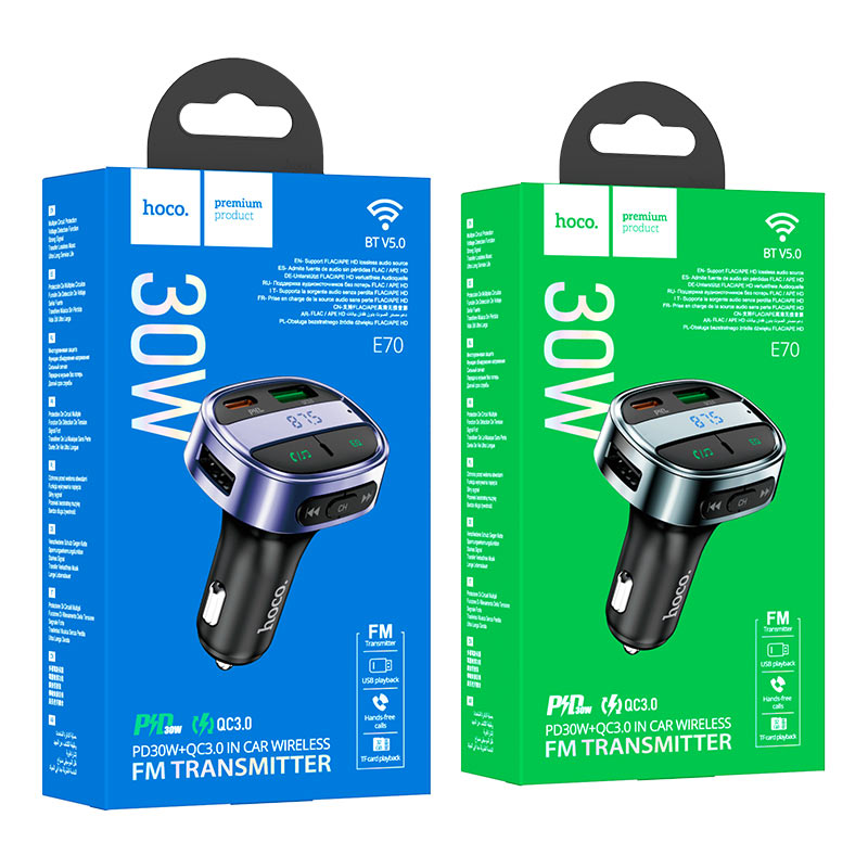 Hoco E70 PD30W+QC3.0 With Wireless FM Transmitter - Saif Al Najmi Kw