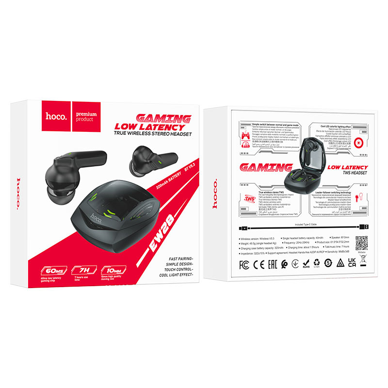 Hoco EW28 Magic true wireless BT gaming headset - black - Saif Al Najmi Kw