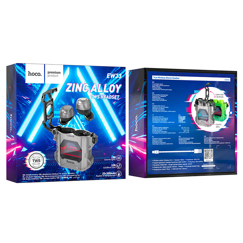 Hoco EW33 TWS Bluetooth 5.3 Gaming Earbuds - Grey - Saif Al Najmi Kw