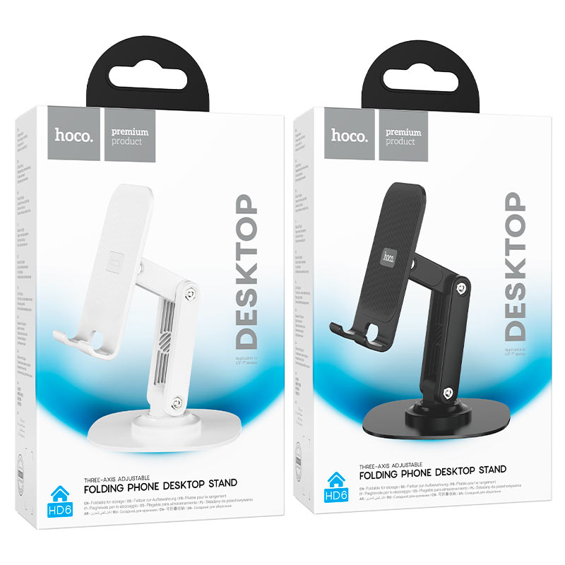 HOCO HD6 Winner Tabletop Holder – 360° Rotating Desktop Phone Stand