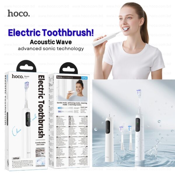HOCO HP64 Acoustic Wave Electric Toothbrush IPX7 3 Modes - Saif Al Najmi KwgadgetsHocoSaif Al Najmi KwHOCO HP64 Acoustic Wave Electric Toothbrush IPX7 3 Modes