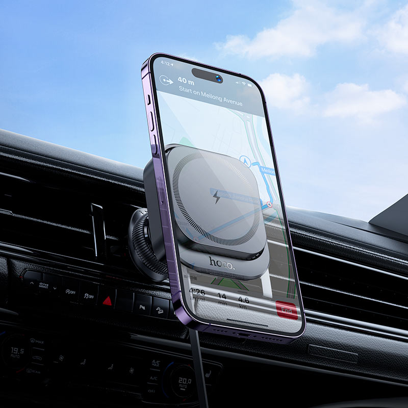 HOCO HW23 Might Wireless Car Charger – Air Vent Mount (15W Fast Charging)